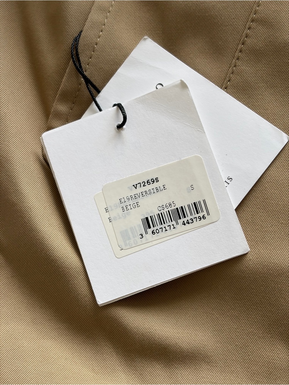 Sandro Beige Bomber Jacket with Plaid Lining - Picture 9 of 9